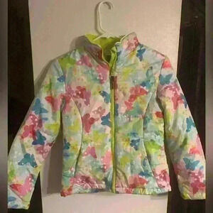 Butterfly Girls Coat Large 10/12 zip up 100% Polyester pretty colors